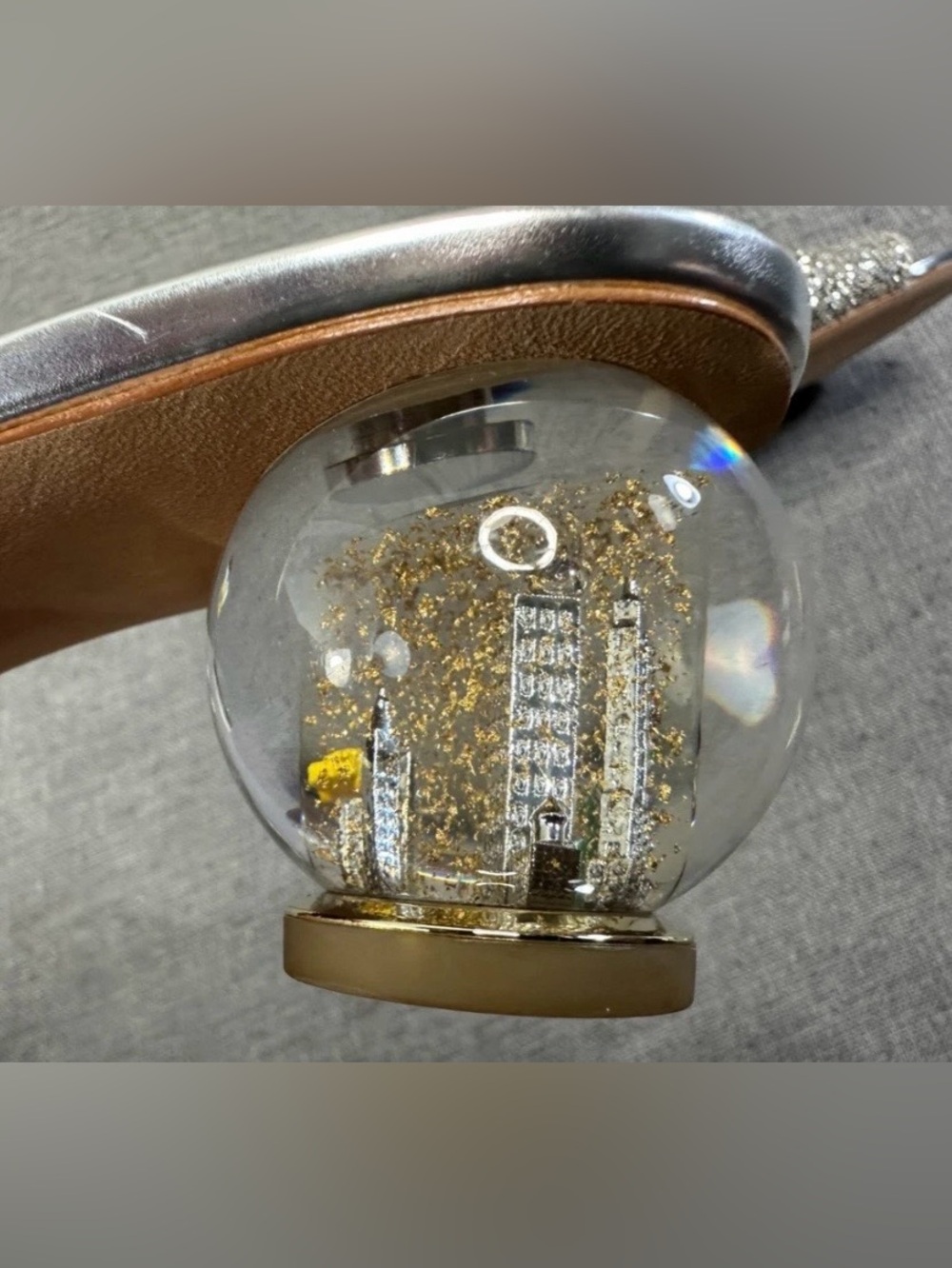 Kate Spade Silver Glitter New York Globe Slide Heels - Picture 9 of 10